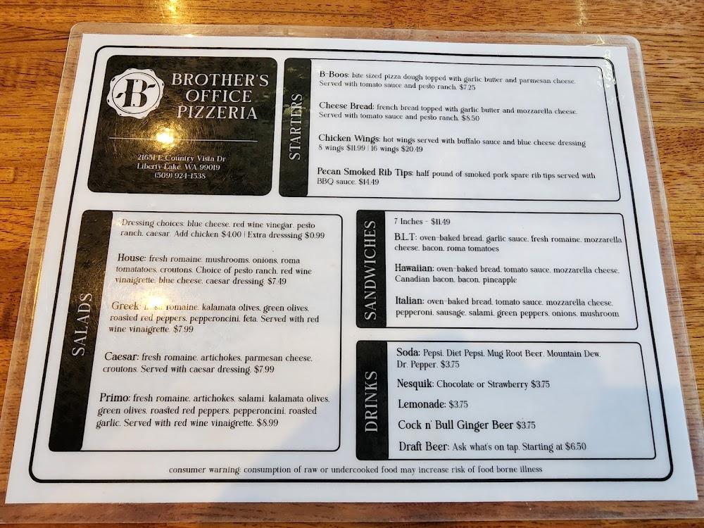 Brother's Office Pizzeria Menu image 2