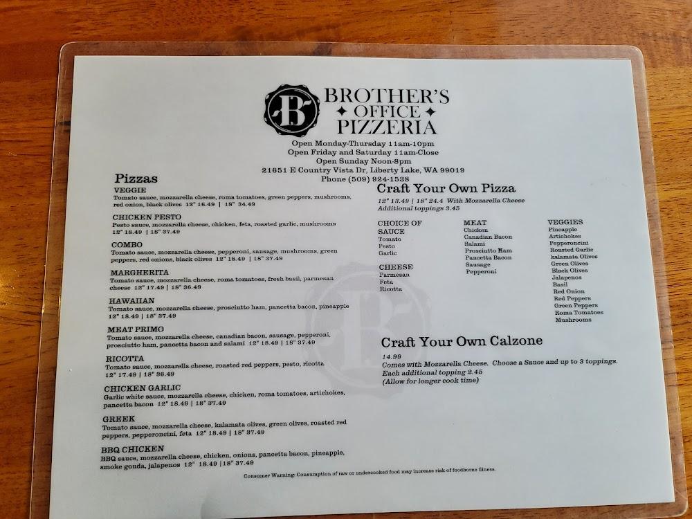 Brother's Office Pizzeria Menu image 3